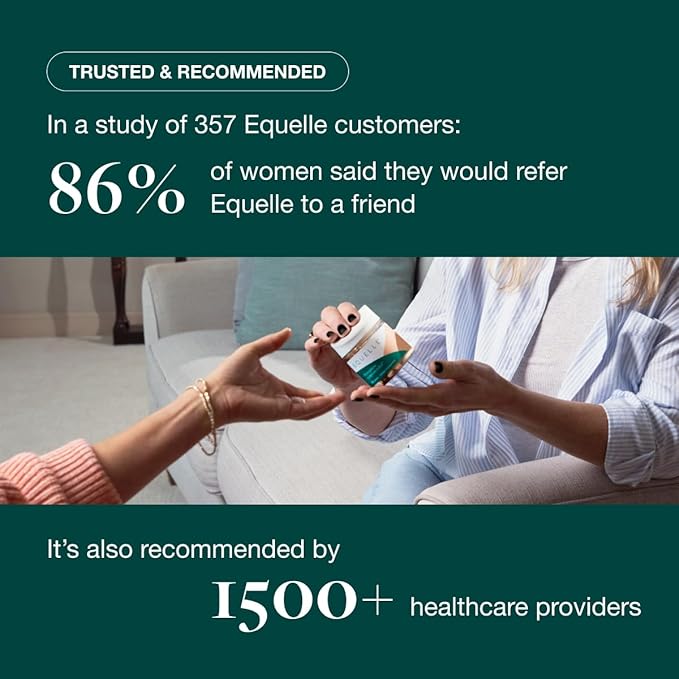 EQUELLE Multi-Symptom Perimenopause &amp Menopause Relief Relief from Hot Flashes Muscle Aches &amp Supports More Sleep. Hormone-Free Plant-Based S-Equol – 2 Month Supply (120 Tablets)