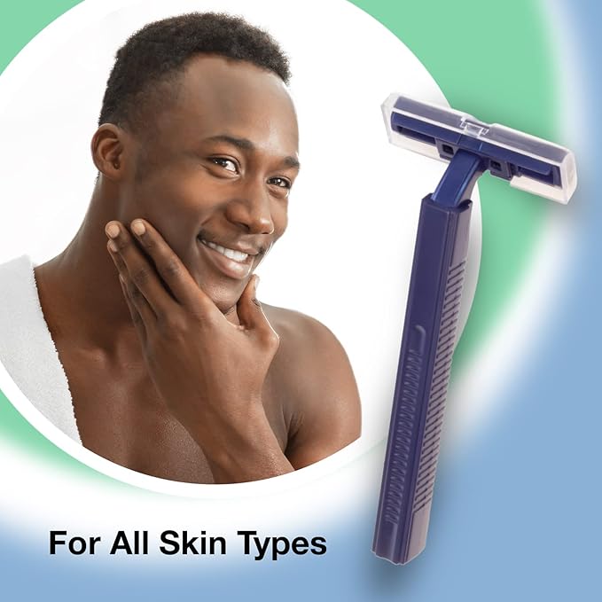 Freshscent (144 Pack) Individually Wrapped Twin Blade Razors with Clear Safety Cap Disposable Bulk Packed Sold by the Case. Unisex.