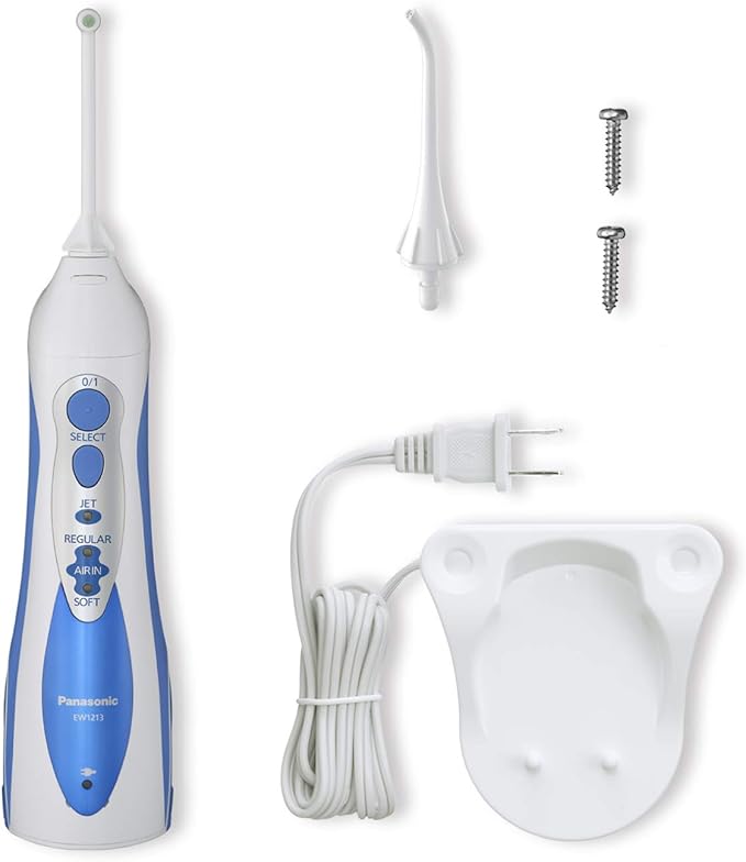 Panasonic Professional Water Flosser for Braces 2-in-1 Cordless Portable Oral Irrigator with Jet Nozzle &amp Tuft Brush EW1213A White