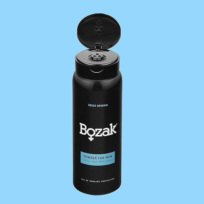 Bozak Cooling Body and Foot Powder for Men – Talc Free Jock Itch Defense Deodorant Stops Chafing Absorbs Sweat and Keeps Skin Dry – with Menthol (4 oz.) – 3 Pack