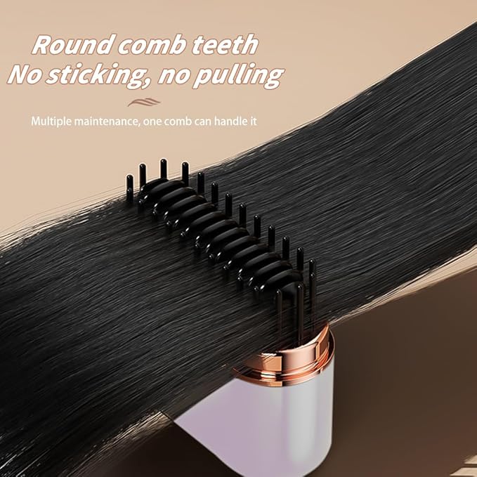 Electric Hot Comb StraightenerMini Hair Straightening CombCordless Rechargeable LCD Display USB Negative Ion Hair Styling Comb for BangsHome Travel Use Gift for Mom Grandmother (White)