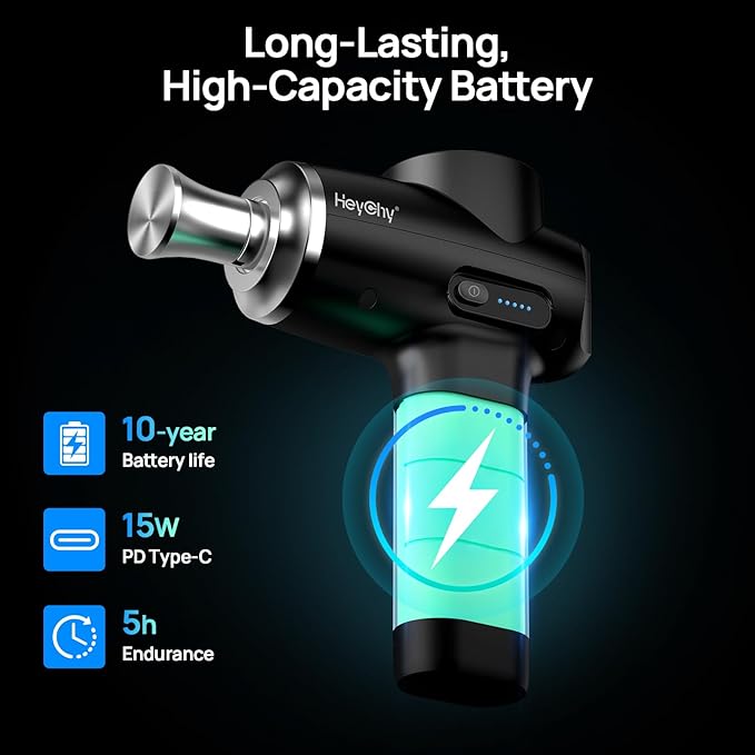 Professional Muscle Massage Gun Deep Tissue with Metal Head Therapy Portable Handheld Muscle Massager Percussion Back Body Masajeador 12mm Amptitude FSA Eligible &amp HSA Approved