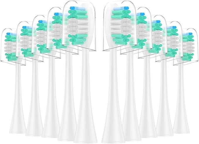 10PCS Replacement Electric Toothbrush HeadsCompatible for AquaSonic Black Series/Vibe Series Pro/Duo Pro(10pcs WT)