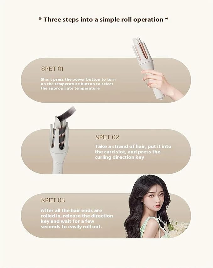 Professional 32mm Fully Automatic Rotating Ceramic Curling Iron - Effortless Curls for All Hair Types(A-2l)