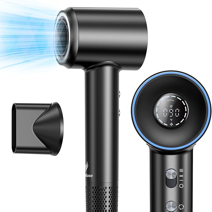 Hair Dryer 1400W Professional High Speed Hairdryer 500 Million Negative Ionic Hair Dryer 3 Speeds and 5 Temps Fast Drying Anti Frizz Low Noise Thermo-Control Hairdryers for Women-Black