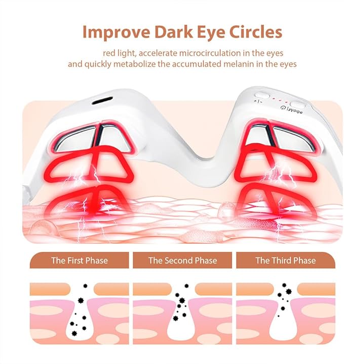 Red Light &amp Microcurrent Eye Massager – 3D Contour Under-Eye Device for Dark Circles Puffiness Fine Lines &amp Wrinkles – Rechargeable Anti-Aging Eye Therapy Glasses