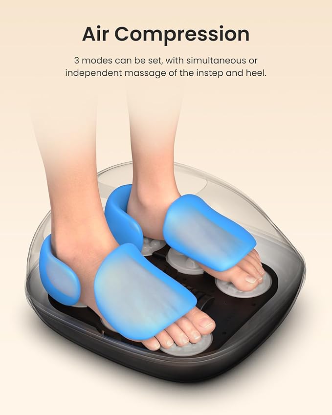 RENPHO Full Foot Massager with Heat 2026 New Upgrade 3 Air Compression Modes &amp Levels Kneading Shiatsu Foot Massage for Plantar Fasciitis &amp Neuropathy Birthday Gifts for Women Men Size up t