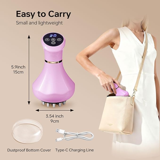 Lymphatic Drainage Massager4-in-1 Electric Body Sculpting BrushHelps Reduce Stretch Marks&ampCellulite for RelaxationMulti-Speed Anti Cellulite Massage Tool for Belly Legs Arms(Pink)