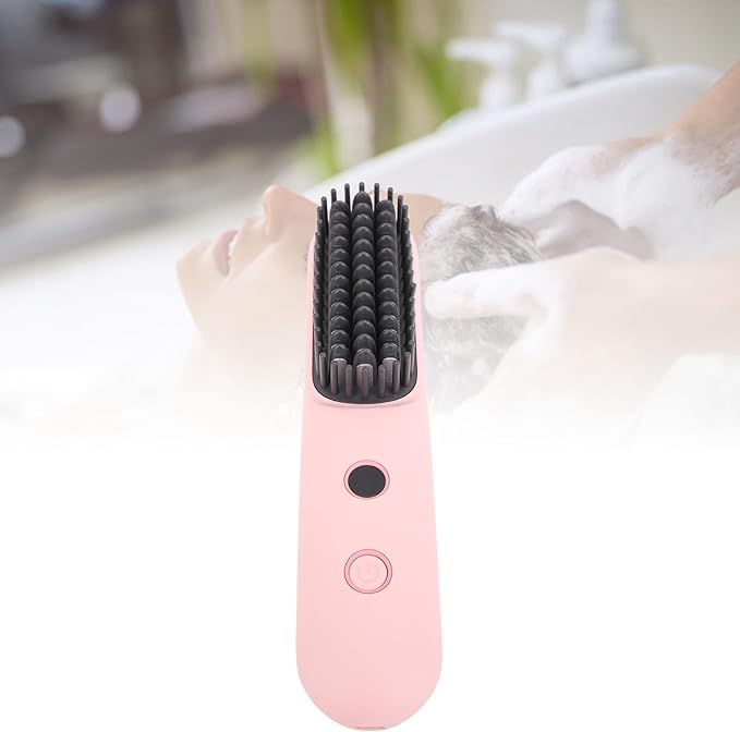 ZJchao Negative Ionic Hair Straightener Brush Cordless Hair Straightening Comb 2 in 1 Curler with 6400mAH Battery Fast Charging 160° to 200°C Temperature