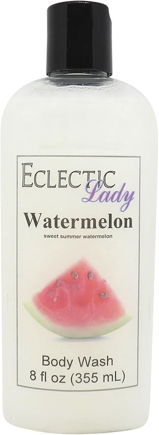 Eclectic Lady Liquid Pearl Body Wash - Watermelon Scent 3-in-1 Use For Bubble Bath Hand Soap &amp Body Wash Phthalate-Free Watermelon Fragrance Handcrafted in USA (8 oz)