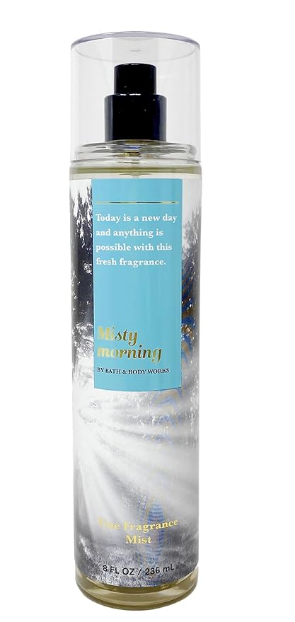 Bath &amp Body Works Misty Morning - Duo Gift Set - Fine Fragrance Mist and Shower Gel With a Natural Oats Sample Soap.