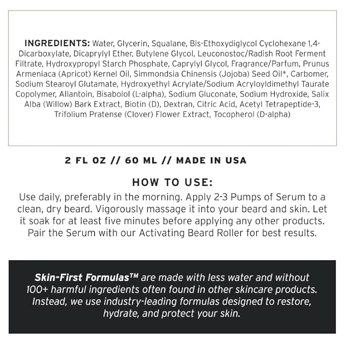 Supply Activating Beard Serum – Plant-Based Ingredients with Biotin &amp Red Clover Extract to Promote Beard Growth Revive Follicles &amp Support a Fuller Thicker Beard – 2.0oz