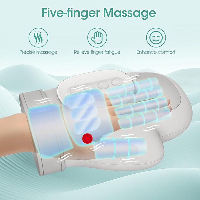 Hand Massager with Heat and Compression Cordless Hand Massager Glove with 3 Modes &amp 5 Intensity Levels Soothing Relief for Hands Fingers Wrists Ideal Gift for Seniors &amp Office Workers