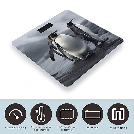 Funny Penguins Bathroom Scale Ultra-Bright Liquid Crystal Screen Weight Scale Accurate Bathroom Body Scales for Body Weight Bathroom Pet Home Bedroom Gift-Giving
