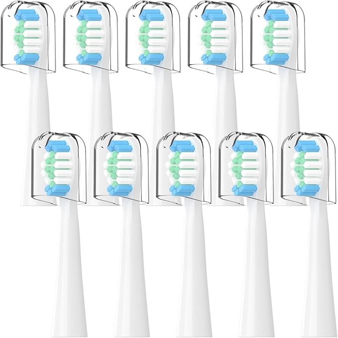 10 PCs Compatible with Oral-B Pulsonic Electric Toothbrush Sound Replacement Heads(White)