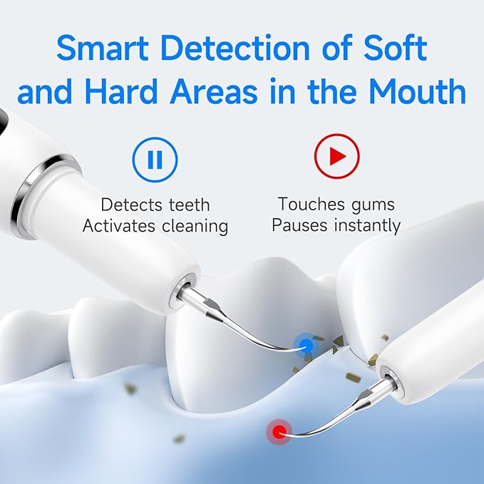 Ultimate Electric Teeth Cleaner - Ultrasonic Tooth Cleaning Violet Light Protection 316F Stainless Steel Heads 5-Speed Modes IPX6 Waterproof Oral Care Kit with 11 Accessories‌ (White)