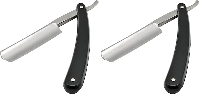 Union Razors SR3 Straight Edge Razor with Smooth Black Handle (Pack of 2)