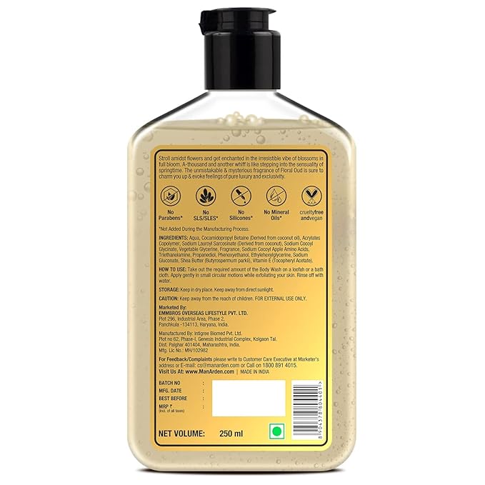 Man Arden Oud Floral Luxury Body Wash Infused With Shea Butter &amp Vitamin E 250ml