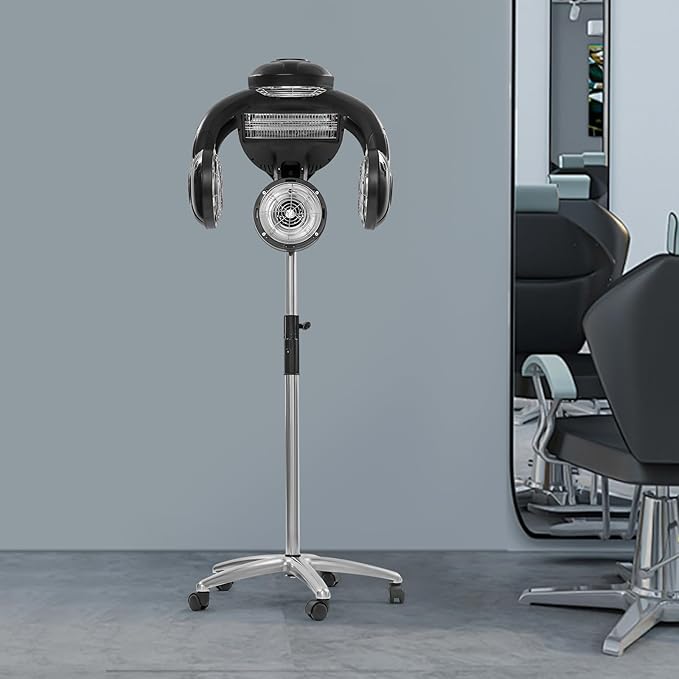 Standing Hair Dryer Multifunctional Salon Hair Dryer Professional Four Angles Standing Hair Dryers with LCD Display Freestanding Hair Salon Steamer Color Processor