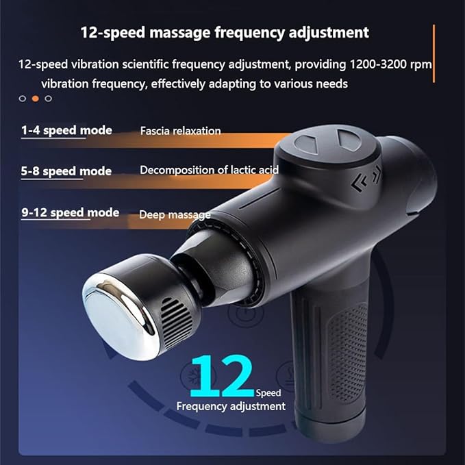 Massager Hot and Cold Massager Deep Tissue Back Massage 14mm Massage Depth 12 Frequency Levels Touch Screen 7 Interchangeable Heads 1500mah Muscle Massage for Pain Relief