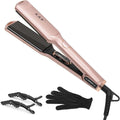 K&ampK 1 3/4 inch Flat Iron Hair Straightener with Electroplate Titanium Adjustable Temp High Heat 450 Degrees 30s Instant Heats up Tourmaline Ionic with PTC Technology Auto Shut Off（Pink