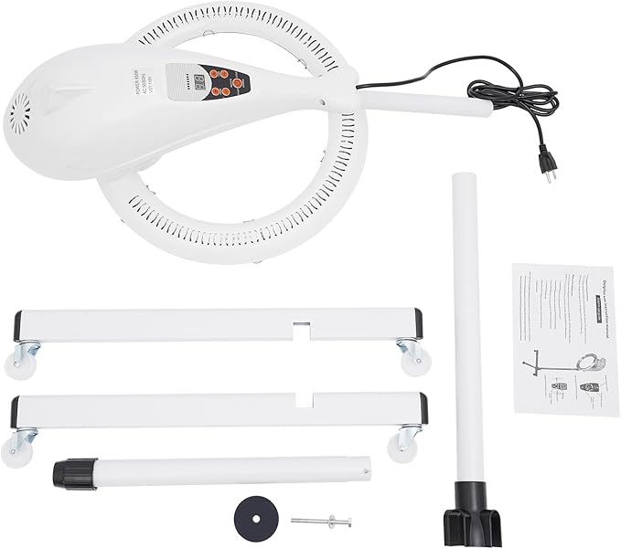 Professional Salon Hair Dryer Stand with Infrared Heat - 950W Fast Drying Adjustable 61-70 Inch Height for Home &amp Salon Use (White)