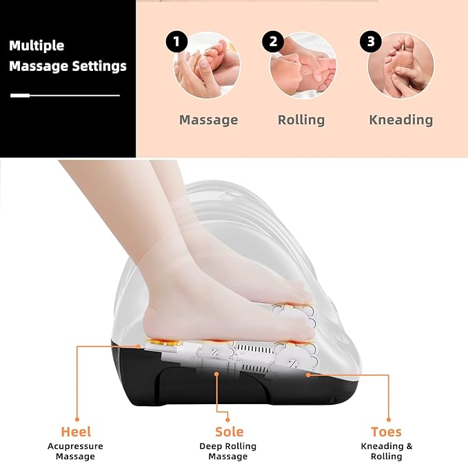 RELAX4LIFE Shiatsu Foot Massage Machine Rolling Massager with Remote Control 4 Programs 3 Modes Touch Panel Electric Calf Deep Kneading for Plantar FasciitisTired Muscle Massaging (Black)