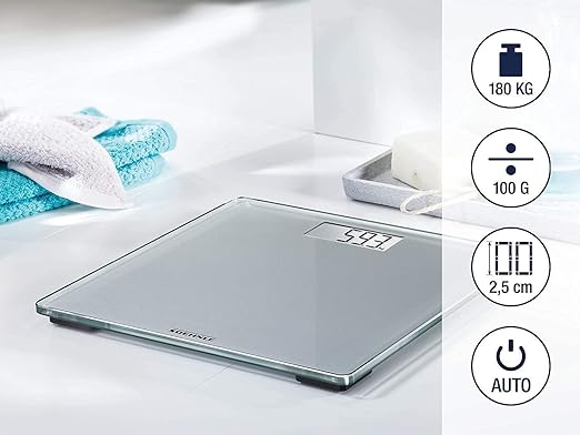 Soehnle Style Sense Compact 300 Bathroom Scales Compact Digital Weighing Scales Scales for Body Weight with Easy-to-Read LCD Display Extra-Flat Body Weight Scale Ideal for Small Bathrooms
