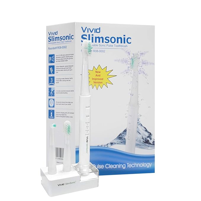 Rechargeable Sonic Pulse Interdental Electric Toothbrush – Slim Regular Heads – 3 Dimensional Oscillation Movement