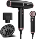 Professional Ionic Hair Dryer with Diffuser - Lightweight Compact Powerful &amp Fast Salon Blow Dryer with High Speed Brushless Motor for Travel Women &amp Men Ceramic Black JQ801