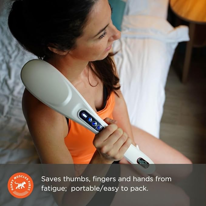 Tiger Tail Vibration Massager T-800 Long Arm Knot Buster Cordless Massage Device - Handheld Back Shoulder and Neck Deep Tissue Massager