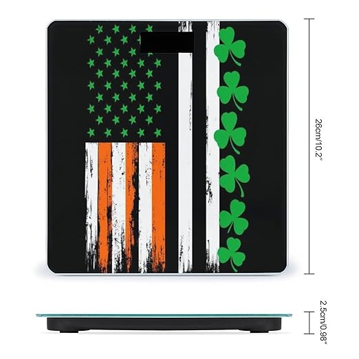Automatic Switch Digital Bathroom Weighing Scale Smart Scale for Body Weight St Patricks Day Shamrock Clover Irish American Flag