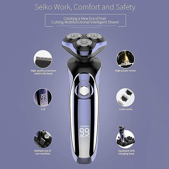 Head Shavers for Bald Men 4 in 1 Electric Shaver Hair Clippers Men's Rotary Shavers Rechargeable Razors Beard Nose Hair Trimmer Shaving Grooming Sets