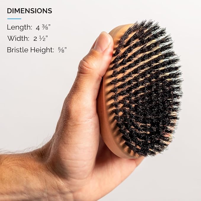 ZEUS Oval Military Beard Brush for Men Natural Boar Firm Bristle Grooming Tool for Shaping Conditioning &amp Daily Beard Maintenance (Made in Germany) Q91