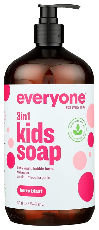 Everyone 3-In-1 Berry Blast Scent Gentle And Hypoallergenic Kids Soap Gluten Free 32 Fluid Ounce (Pack Of 1)