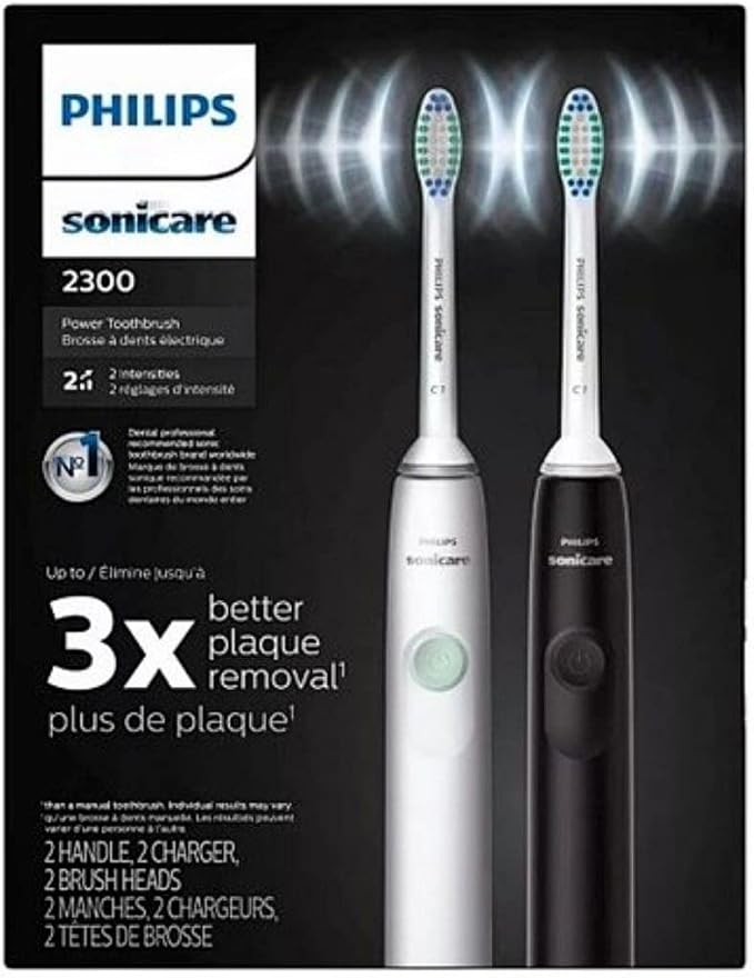 Philips Sonicare HX3665/04 Series 2300 Rechargeable Electric Toothbrush with Dynamic Cleaning Action Built-in Quadpacer &amp SmarTimer - (Black and White)