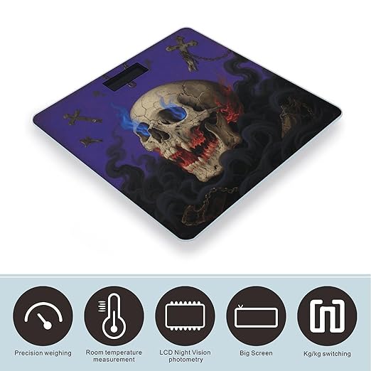 Skull Scale for Body Weight Sturdy Tempered Glass Weighing Scales with LCD Display Accurate Digital Bathroom Scale Convenient Body Fat Smart Scales Easy Read