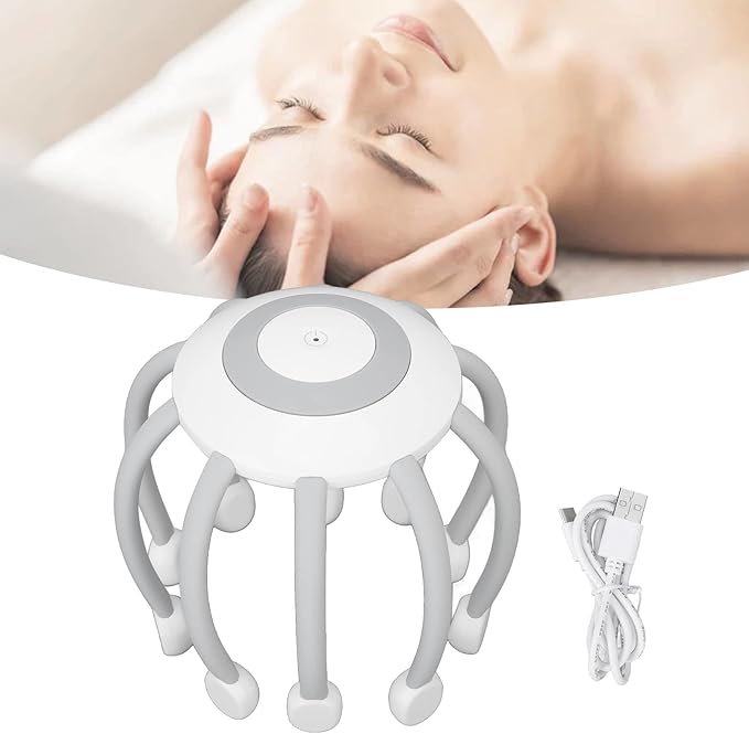 Electric Scalp Massager Head Massager - Portable Wireless Head Massage with Vibration. Stress Relaxation ToolDeep Sleeping aid with 10 Vibration Contacts 4 Mode Adjustable