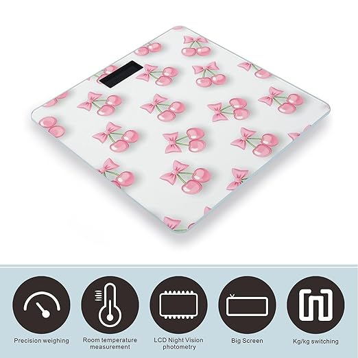 Cute Bow Weight Scale Cute Bathroom Scale for Body Highly Accurate Digital Weighing Machine for People Compact LCD Display Scales with Sturdy Toughened Glass Scales