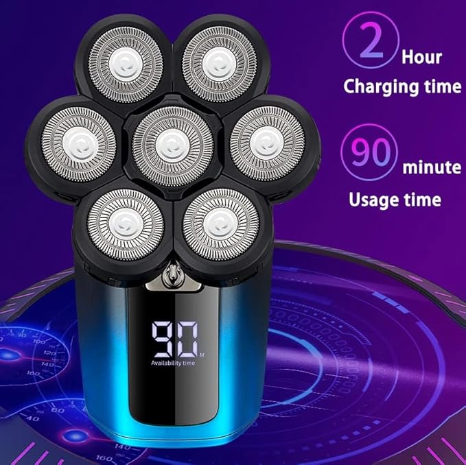 Electric Razor for Men 6 In 1 Electric Shaver Independently 7 Heads Floating Cutter Head Waterproof Digital Display Razor Multifunction USB Charging Trimmer For Men