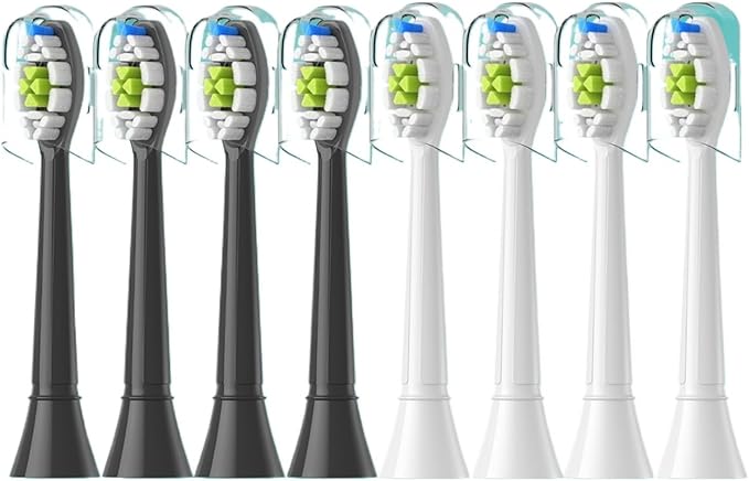 Compatible for 4/8pcs Replacement Toothbrush Heads Compatible with Philips Sonicare Soft Electric Brush Head 4100 6500 6100 7500 5(4White 4Black)