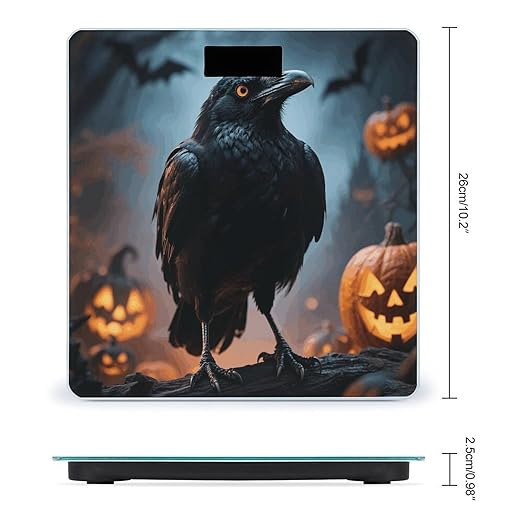 Frightening Halloween Crow Scale for Body Weight Sturdy Tempered Glass Weighing Scales with LCD Display Accurate Digital Bathroom Scale Convenient Body Fat Smart Scales Easy Read