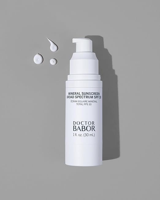 DOCTOR BABOR Solar Defense Mineral Face Sunscreen SPF 30 Physical Protection with No White Cast Non Tinted Sheer Mineral Coverage for Anti Aging and Wrinkle Defense Moisturizing Under Makeup 1 oz.