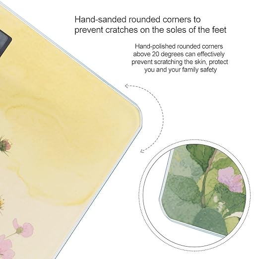 Pink and Purple Flower Watercolor Bathroom Scale for Body Weight LCD Display Digital Bathroom Scale Tempered Glass Bathroom Weight Scales Fashion Smart Scales for Home Bedroom 400 Lb