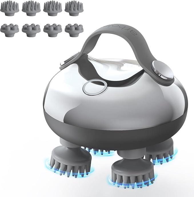 arboleaf Scalp Massager Rechargeable Head Massager Scalp Stress Relax Waterproof Handheld Hair Scratcher with 8 Removable Massage Claws Gift for Dad Mom
