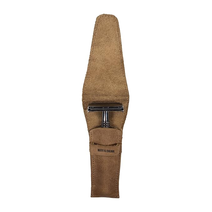 Hide &amp Drink Leather Safety Razor Case Shaving Accessories Personal Care Essentials Handmade Includes 101 Year Warranty (Single Malt Mahogany)