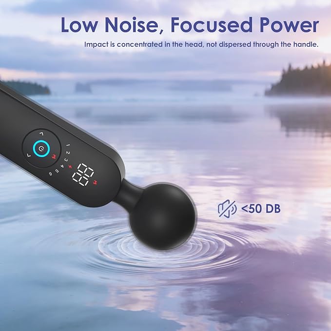 Portable Cordless Handheld Massager – Water-Resistant Smart Heating USB Rechargeable Whisper Quiet6 Speed Levels12 Vibration Modes for Full-Body Relaxation &amp Fatigue Relief
