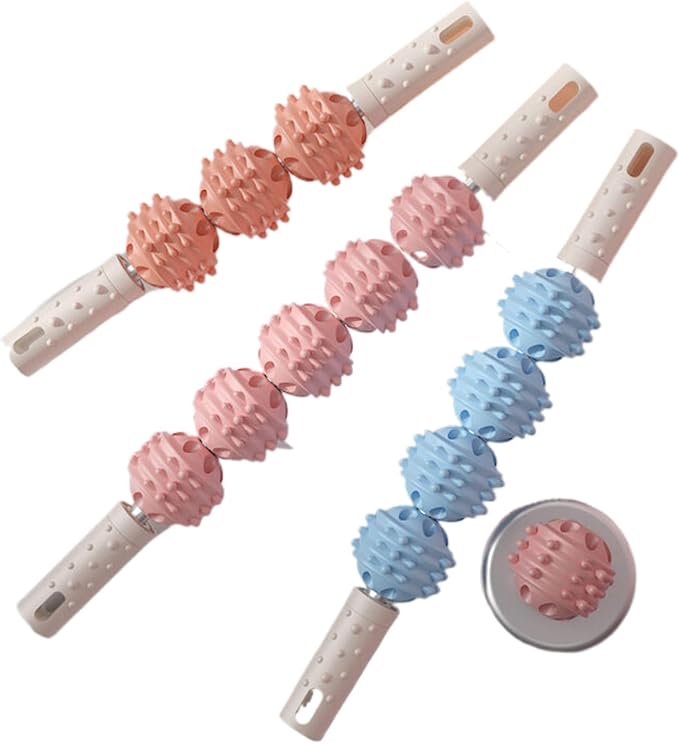 新款按摩棒 Leg Arms Back Calves Roller Massage Roller Stick 按摩腿按摩神器狼牙棒滚轮助长高按摩擀筋棒 HomeOffice Body Electric Massagers
