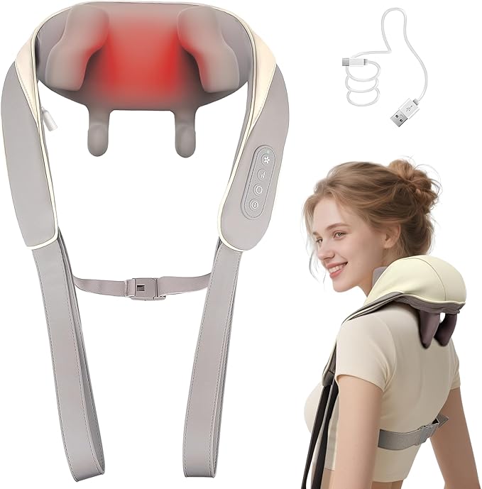 Neck and Shoulder Massager 6D Neck Massager for Pain Relief Deep Tissue Brushless Neck Massager with Heat 10 Mins Auto-Off 2 Modes &amp 3 Speeds Ideal Gift for Friends Family Lover