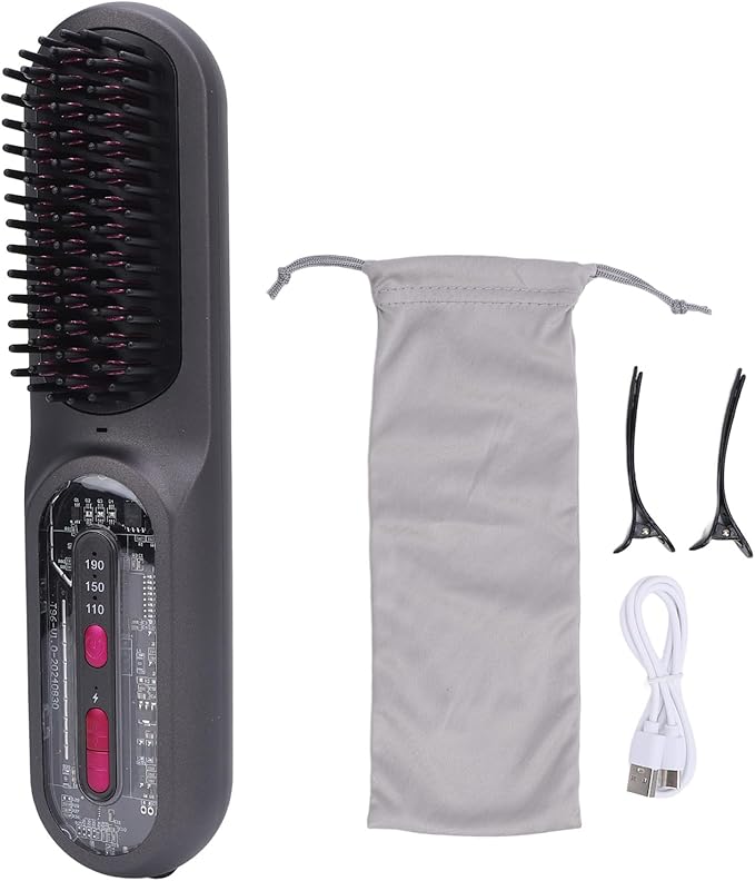 Hair Straightener BrushCordless Hair Straightener Comb Negative Ionic3 Heating SettingsFast Heating Hair Straightening Comb for Women